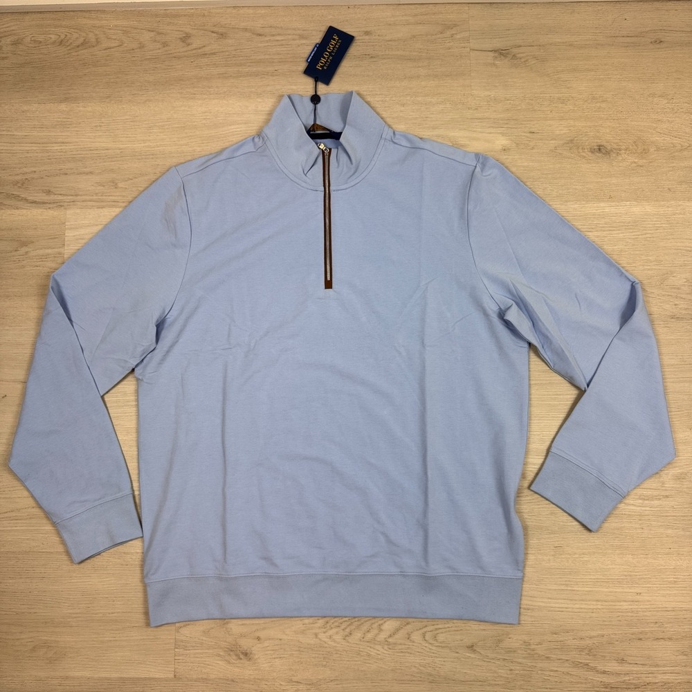 Polo Golf Ralph Lauren 1/4 Zip Stretch Lisle Pullover XL Blue Water Repellent